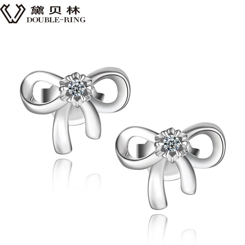 DOUBLE-R Women Diamond Earrings 0.04ct Classic Stud Earrings Butterfly 925 Sterling Silver Fine Jewelry Customized CAE01814SA