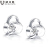 DOUBLE-RING 0.08ct Genuine Diamond Real Pure Solid 18k white gold 18k diamond Earrings For Girls