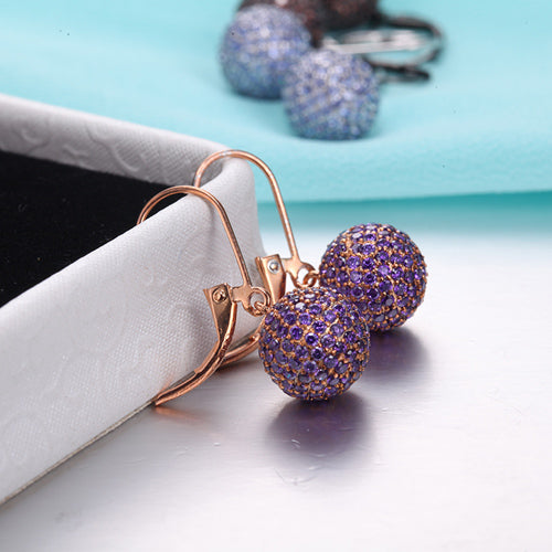 DOUBLE-RING Purple Clip-on Earrings Brand Women 925 Sterling Silver Earrings Cubic Zirconia Fine Jewelry Hot Sale CASE04266SB-3