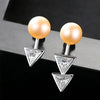 DR 7-7.5mm Natural Pearl Stud Earrings for Women Geometry Asymmetry Style 925 Sterling Silver Earring Women Jewelry