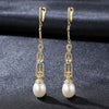 DR 925 Sterling Silver Long Clip Earrings for Women Fine Ear Jewelry Natural Pearl Female Bohemia Bijoux Accessories