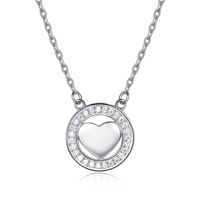 DR Authentic Platinum Color Round Hollow Heart Shape S925 Necklace 925 Sterling Silver Necklaces for Women Wedding Bride Jewelry