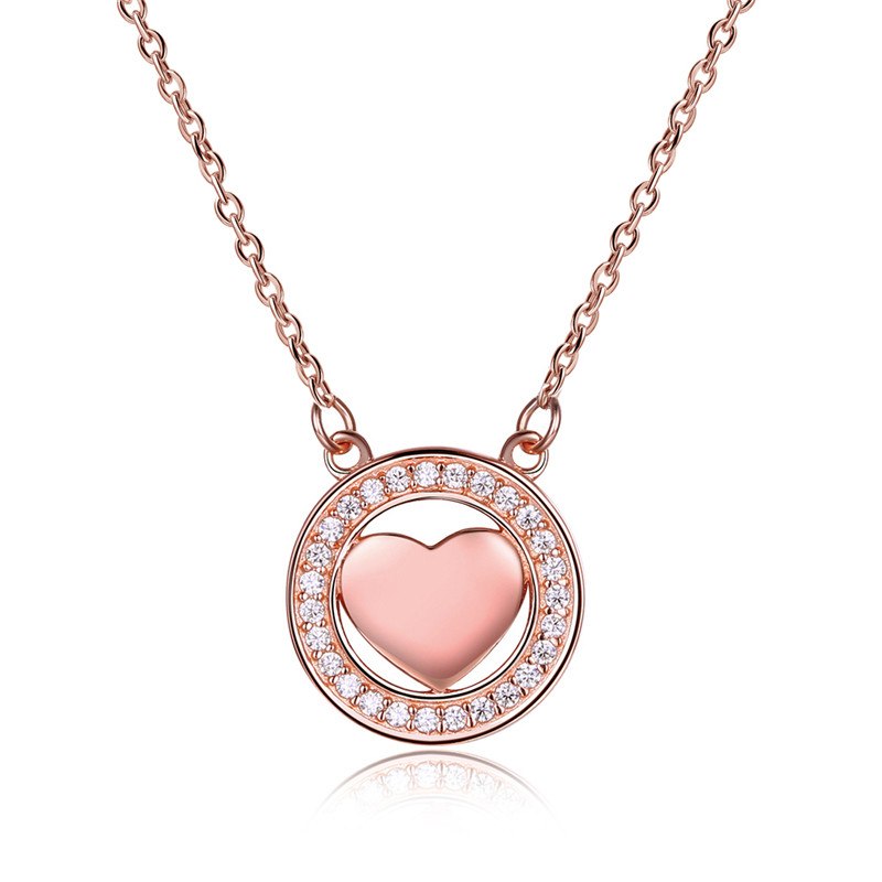 DR Authentic Platinum Color Round Hollow Heart Shape S925 Necklace 925 Sterling Silver Necklaces for Women Wedding Bride Jewelry