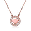 DR Authentic Rose Gold Round Hollow Heart Pendant S925 Necklace 925 Sterling Silver Necklaces for Women Wedding Bride Jewelry