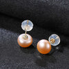 DR Brand 18k Pearl Stud Earrings Pearl & Pure 18k Yellow Gold Earrings Jewelry For Women Wearring Daily-life