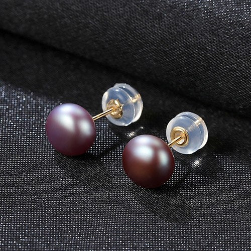 DR Brand 18k Pearl Stud Earrings Pearl & Pure 18k Yellow Gold Earrings Jewelry For Women Wearring Daily-life