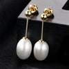DR Brand 8-9mm Rice Pearl Stud Earrings Jewelry Pearl Women Earrings 3 Colors Choose Gift Simple Style