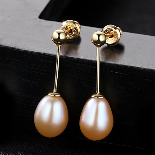 DR Brand 8-9mm Rice Pearl Stud Earrings Jewelry Pearl Women Earrings 3 Colors Choose Gift Simple Style