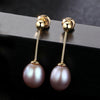 DR Brand 8-9mm Rice Pearl Stud Earrings Jewelry Pearl Women Earrings 3 Colors Choose Gift Simple Style