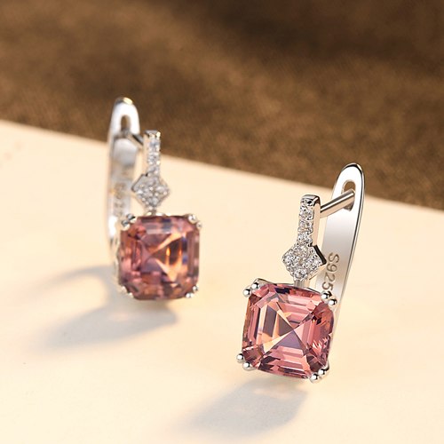 DR Brand Fine Topaz 925 Sterling Silver Stud Earring In Color Smoke or White Silver Earring Jewelry for Women Charm Daily