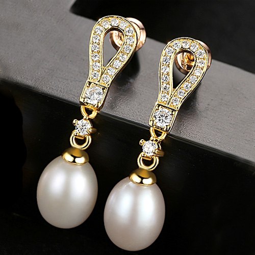 DR Brand Genuine Luxury 925 Sterling Silver Natural Pearl Dangle& Drops Pearls Earrings Perfect Fine Jewelry for Women Gift