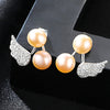 DR Brand Trendy S925 Jewelry Double Natural Pearls Earrings Angle Wing 925 Sterling Silver Pearl Stud Earrings for Women Party