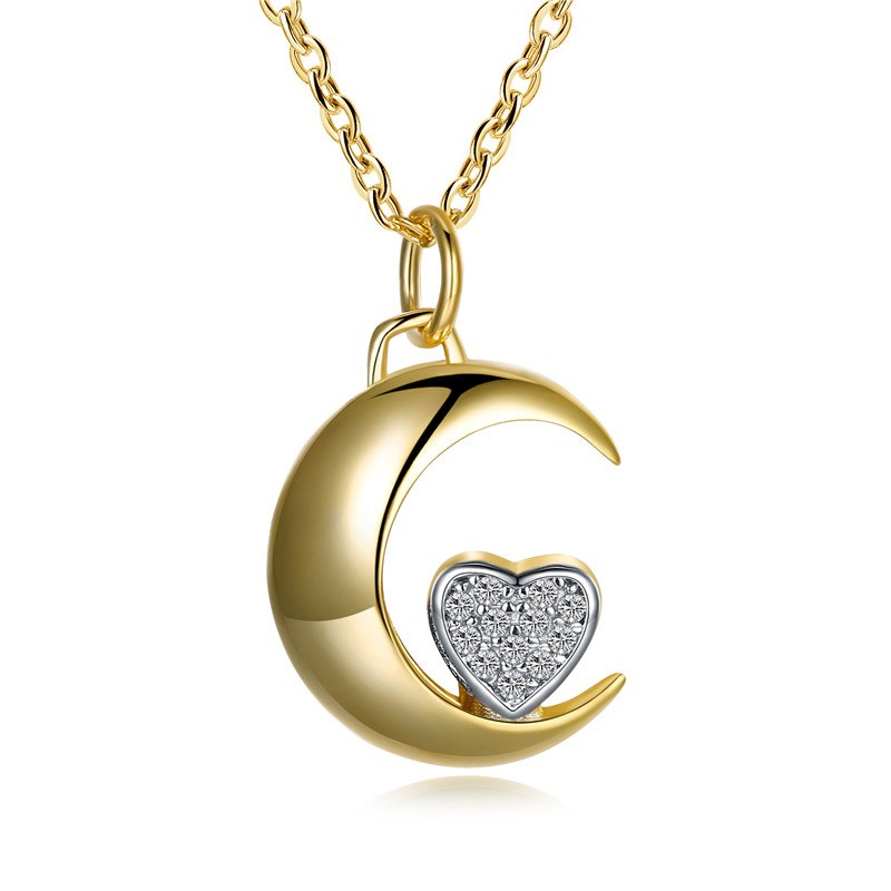DR Classic Moon and Heart S925 Necklace Authentic 925 Sterling Silver Necklaces for Women Have Certificate Wedding Fine Jewelry