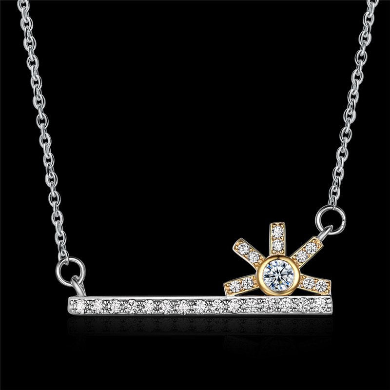 DR Classic Sunshine Shape S925 Necklace Have Certificate Authentic 925 Sterling Silver Necklaces for Women Wedding Fine Jewelry