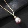 DR Fine Silver 925 Necklace Women Natural Pearl Cute Style Shining Gold Color Chain with Pendant Fine Jewellery