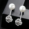 DR Flower Rose Type Women Fine Jewelry Stud Earrings 925 Silver Gr Natural Pearl Boucles d'oreilles for Girls