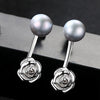 DR Flower Rose Type Women Fine Jewelry Stud Earrings 925 Silver Gr Natural Pearl Boucles d'oreilles for Girls