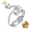 DR Genuine Pearl Shiny Heart Zircon Rings for Women 925 Sterling Silver Adjustable Women's Ring Wedding Fine Jewelry