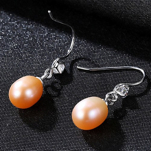 DR Hot Sale Charming 925 Sterling Silver Geometric CZ Paved Pearl Drop Earring For Women Classic Party Gift