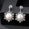 DR New Design 925 Silver Snowflake Shape Drop Earring Mounting Natural Bread Pearl For Women Valentine's D Gift Jewelry