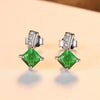 DR New Design Rhombic Emerald Good Quality Zircon Elegant Stud Earrings 925 Sterling Silver Engagement Jewelry For Women