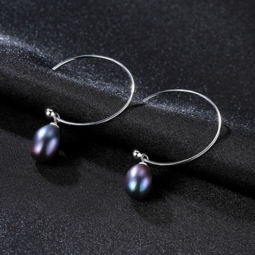 DR New Fashion Big Half Circle Earwire 925 Sterling Silver Drop Earring For Women Fine Pearl Paved Banquet Gifts