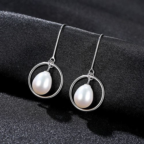 DR Original 6-7mm Natural Pearl Drop Earrings For Women Real 925 Sterling Silver Minima Dangling Earring Fine Jewellery