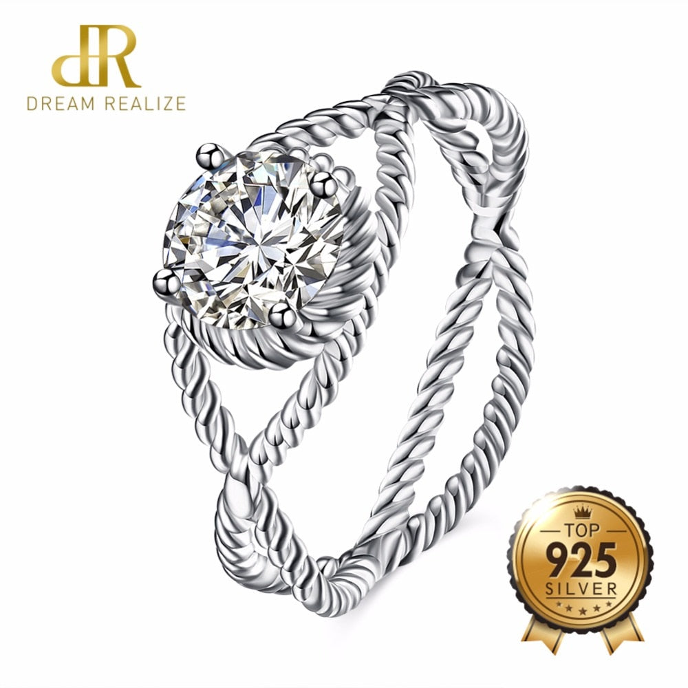 DR Personality Design Cross Curve 925 Sterling Silver Rings for Women Adjustable Size 100% S925 Ring Engagement Jewelry Anillo