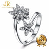 DR Real 925 Sterling Silver Ring Austria Zircon Flower Luxurious 100% Pure S925 Rings For Women Engagement Fine Jewelry Bijoux