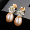 DR Romantic Exquisite Flowers Stud Earrings For Women Big Natural Pearl Party Jewelry Gift Factory Wholesale