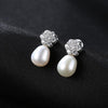 DR Romantic Exquisite Flowers Stud Earrings For Women Big Natural Pearl Party Jewelry Gift Factory Wholesale