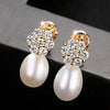 DR Romantic Exquisite Flowers Stud Earrings For Women Big Natural Pearl Party Jewelry Gift Factory Wholesale