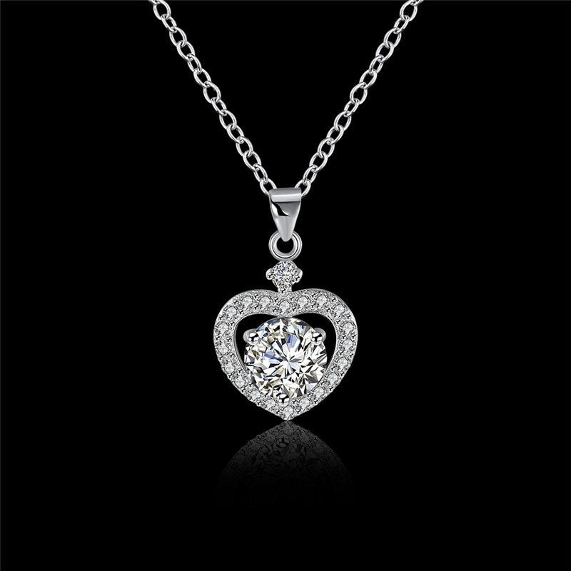 DR Shiny Big Zircon Heart Pendant S925 Necklace Genuine 925 Sterling Silver Necklaces for Women Crystal Wedding Jewelry Pendants