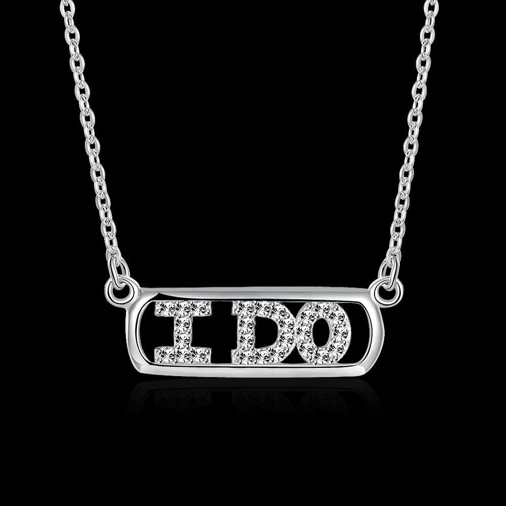 DR Shiny Zircon I DO Letter Necklace Genuine 925 Sterling Silver Necklaces for Women Diamond S925 Wedding Jewelry Pendants