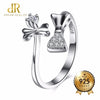DR Simple Double Bow-knot S925 Ring Female Adjustable Size Genuine 925 Sterling Silver Rings For Women Wedding Jewelry Anillo