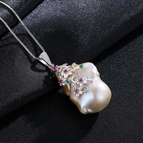 DR Special-shaped Baroque Big Natural Pearl Pendant Necklaces for Women 925 Sterling Silver Chain Pearl Difference