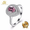 DR Water Drop Big Pink Zircon 925 Sterling Silver Rings for Women S925 Many White Diamond Wedding Ring Engagement Jewelry Anillo