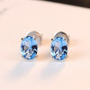 DR Women Topaz Wedding Jewelry Geometric Crystal 925 Sterling Silver Stud Earrings for Women Sky Blue Choker Fine S925 Jewelry