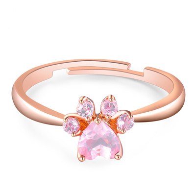 Fashion Romantic Crystal Rings For Women Cat Paw Adjustable Women Rings For Party Fashion Jewelry Gift For Friends