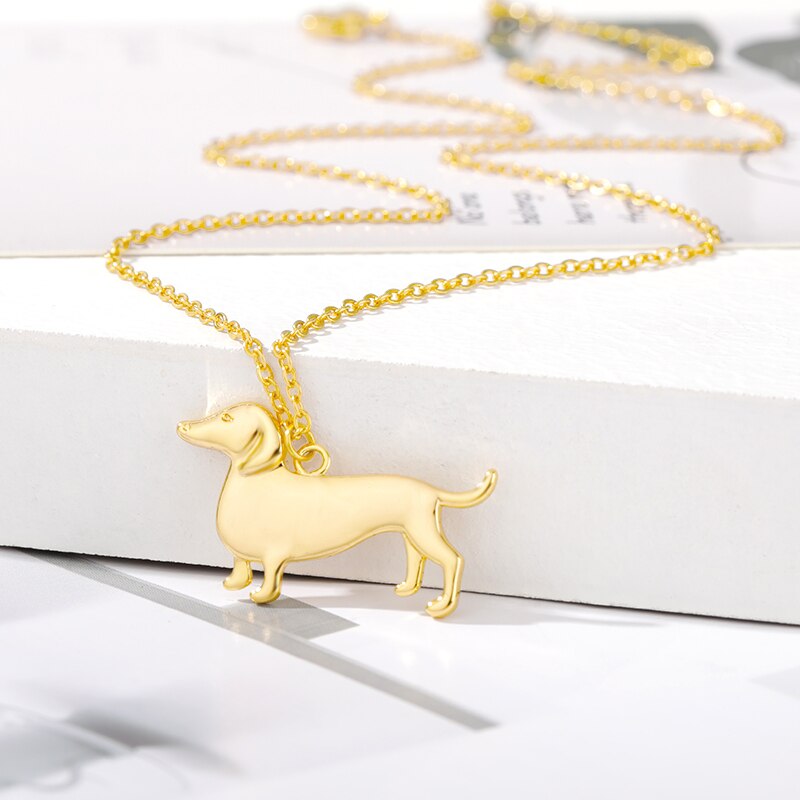 Dachshund Necklace For Women Stainless Steel Sausage Dog Shape Pendant Gold Color Animal Dog Chain Necklace Aesthetic Jewerly