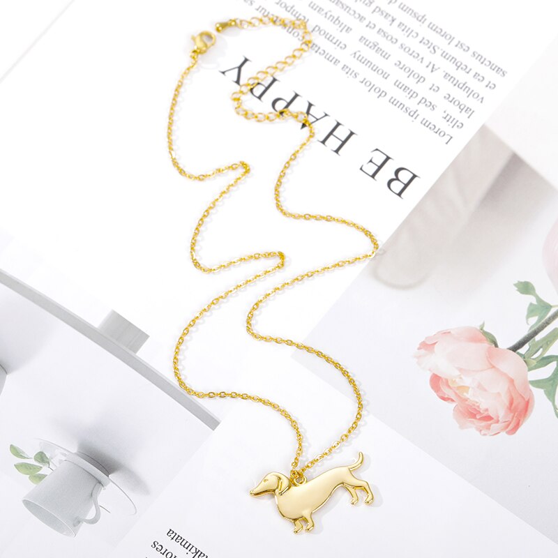 Dachshund Necklace For Women Stainless Steel Sausage Dog Shape Pendant Gold Color Animal Dog Chain Necklace Aesthetic Jewerly