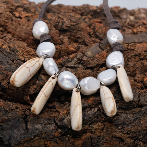 9-10MM Natural Baroque Pearl & Leather Necklace Long Jewelry Choker Necklace New Real Pearl Fashion Jewelry