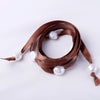 9-10mm Natural Baroque Pearl Bracelet 100cm DIY Style White Pearl & Silk Ribbon Bracelet