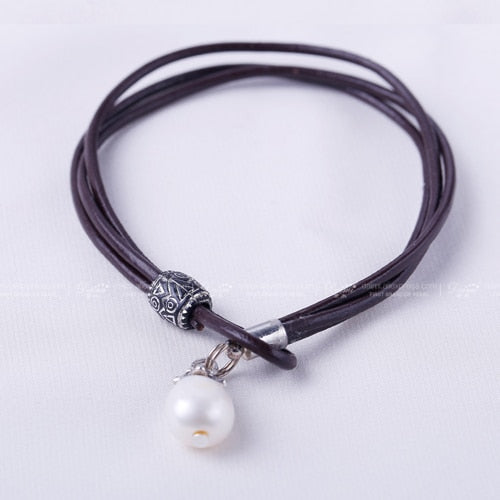 9-10mm Natural Baroque Pearl Bracelet Pearl & Leather Bracelet Wholesale Product New