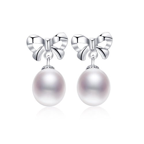 Cultured Pearl Earrings 8-9MM Natural Pearl Earrings 925 Silver Earrings Heart /Butterfly/Drop Earrings New