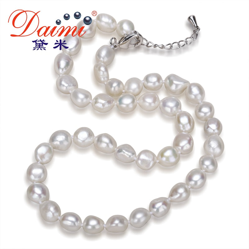 Genuine Baroque Pearl Necklace, Trendy Necklace For Woman, New Bijouterie Fine Jewelry 9-10 mm Pearl Choker Necklace