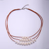 Pearl Necklace 9-10 mm Multilayer Necklace Leather String Pearl Necklace to Send His Girlfriend