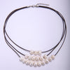Pearl Necklace 9-10 mm Multilayer Necklace Leather String Pearl Necklace to Send His Girlfriend