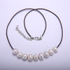 Pearl Necklace 9-10 mm The Adjustable Necklace Leather String Pearl Necklace to Send His Girlfriend