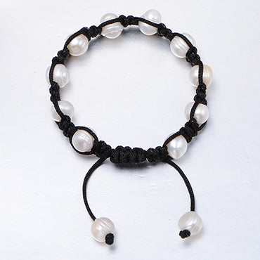 Super Handmade Bracelet 9-10mm Natural Pearl Red and Black Bracelet Real Pearl Bracelets